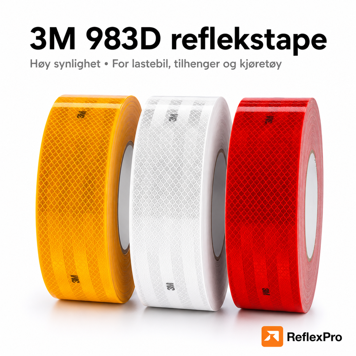 3M 983D reflekstape ensfarget – 53,5 mm x 50 m