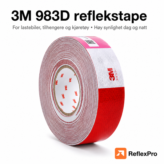 3M 983D rød/hvit reflekstape – 50 mm × 45,7 m